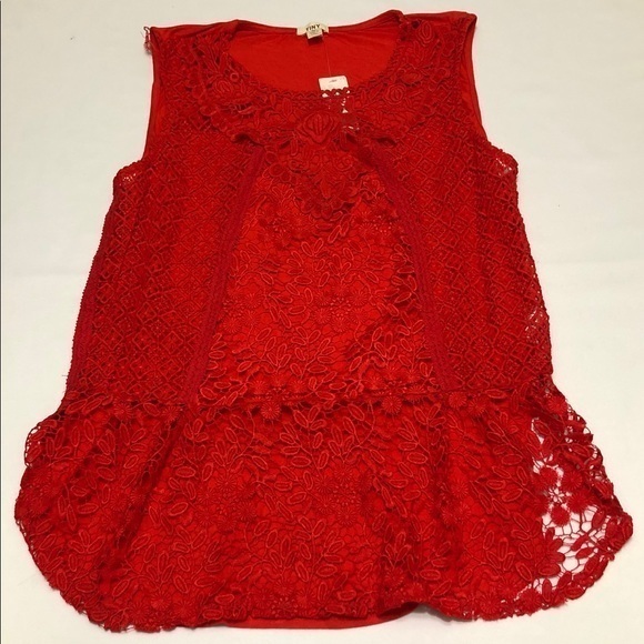 Anthropologie Tops - Anthropology Tiny Red Lace Sleeveless Tops